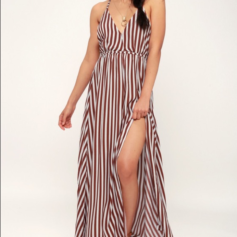 Santa Rosa burgundy stripe maxi dress